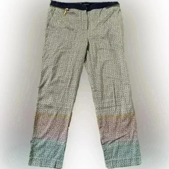 Zara Basic Stylish Multi-Color Printed Pants - Size 4 - Picture 1 of 3